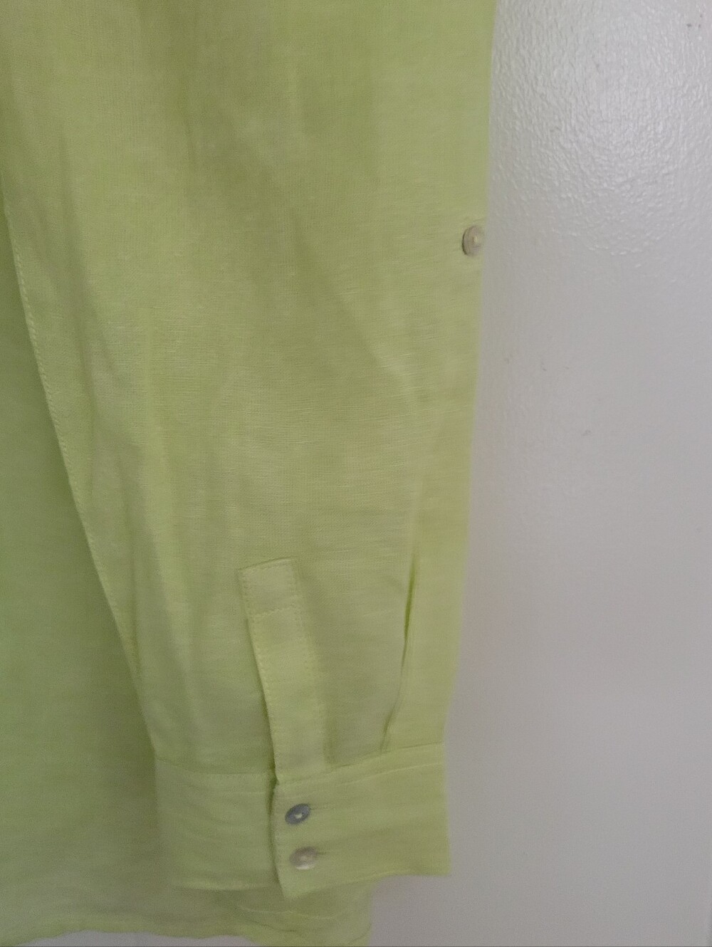 NWT Sigrid Olsen 100% Linen Button Down Shirt Long Sleeve Tunic Light Green XL - Picture 7 of 10